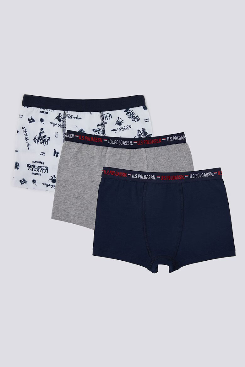 U.S. Polo Assn. Боксерки с лого на талията - 3 чифта Бял/Тъмносин