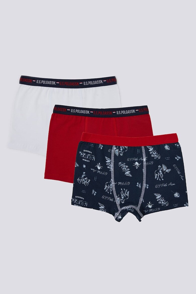 U.S. Polo Assn. Боксерки с лого на талията - 3 чифта Червен/Тъмносин