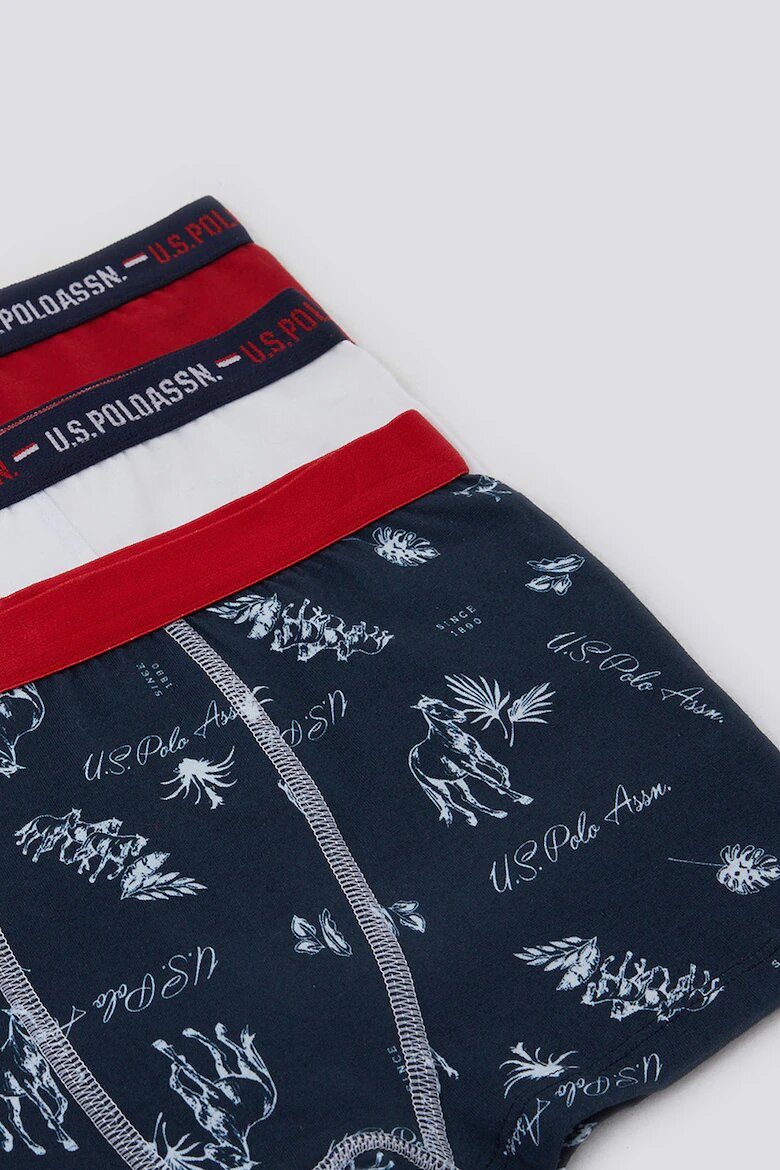 U.S. Polo Assn. Боксерки с лого на талията - 3 чифта Червен/Тъмносин