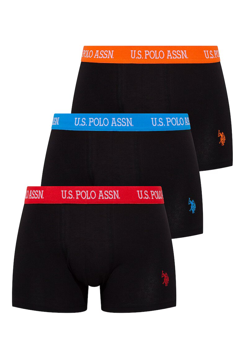 U.S. Polo Assn. Боксерки с памук и лого - 3 чифта Черен