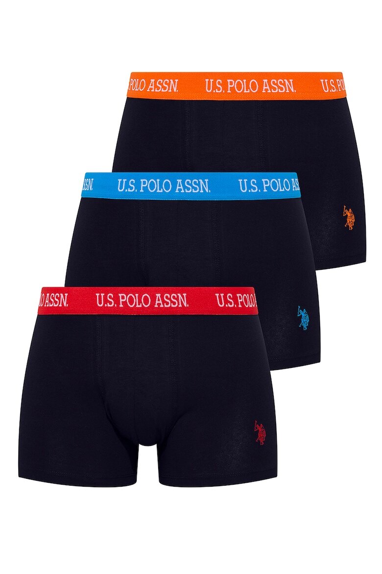 U.S. Polo Assn. Боксерки с памук и лого - 3 чифта Тъмносин