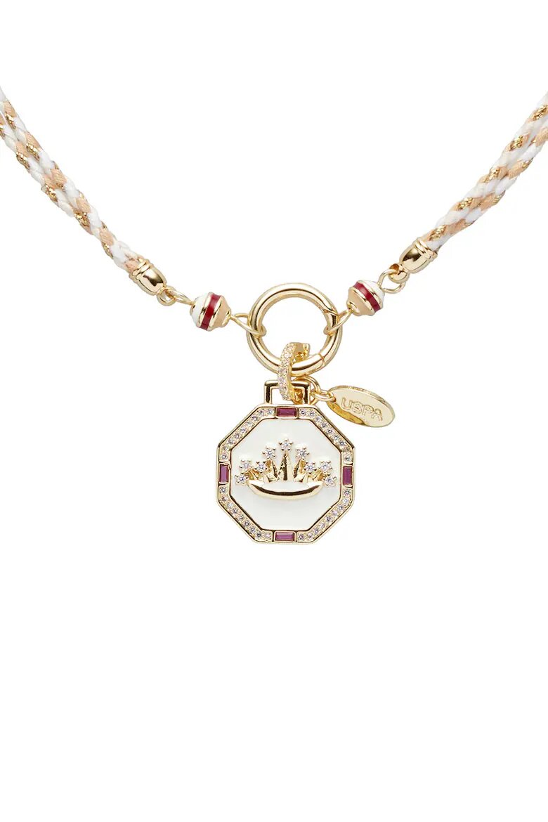 U.S. Polo Assn. Емайлирано колие с кристали Златист