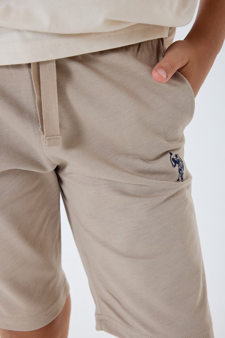 U.S. Polo Assn. Къс спортен екип с лого Бял/Светло бежово/Тъмносин