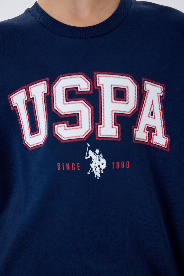 U.S. Polo Assn. Къс тренировъчен екип от памук с лого Тъмносин