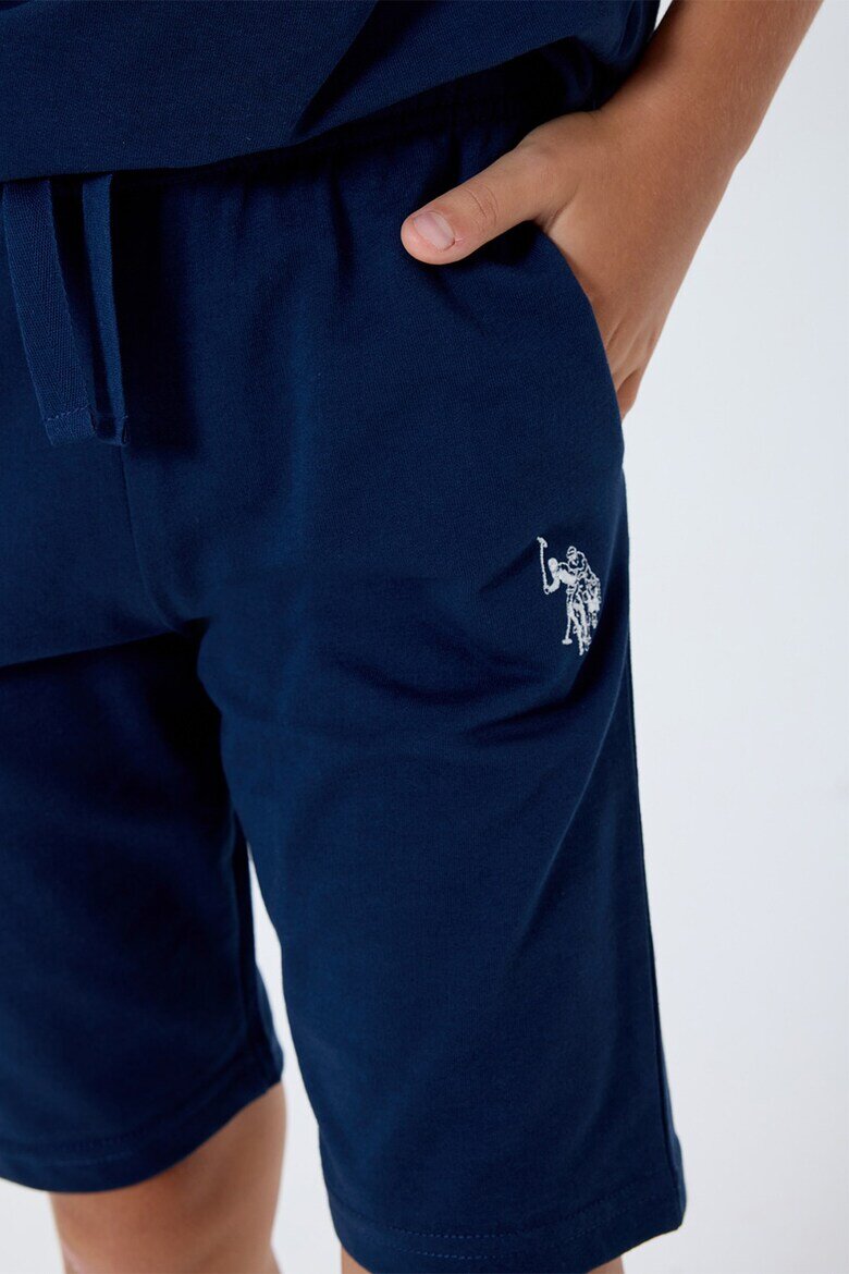 U.S. Polo Assn. Къс тренировъчен екип от памук с лого Тъмносин