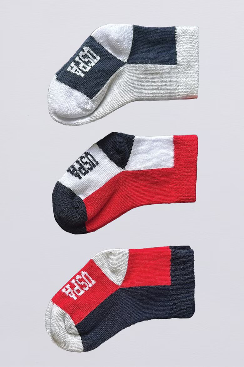 U.S. Polo Assn. Къси чорапи - 3 чифта Тъмносин/Бледочервен/Бял