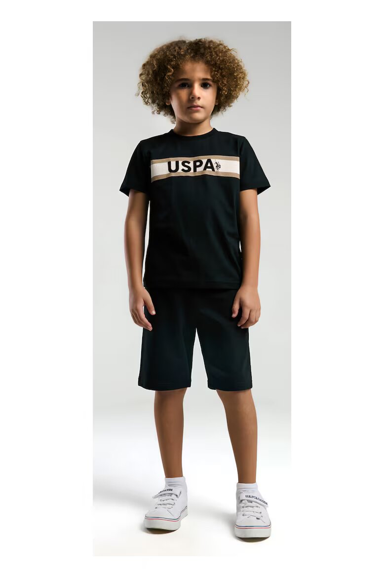 U.S. Polo Assn. Комплект къси панталони и тениска с лого принт Тъмносин Черен