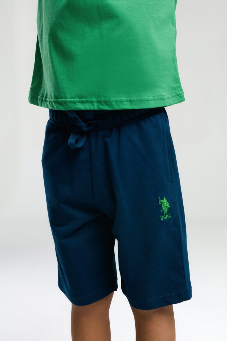 U.S. Polo Assn. Комплект памучни дрехи - 2 части 15649 Бял/Зелен/Тъмносин