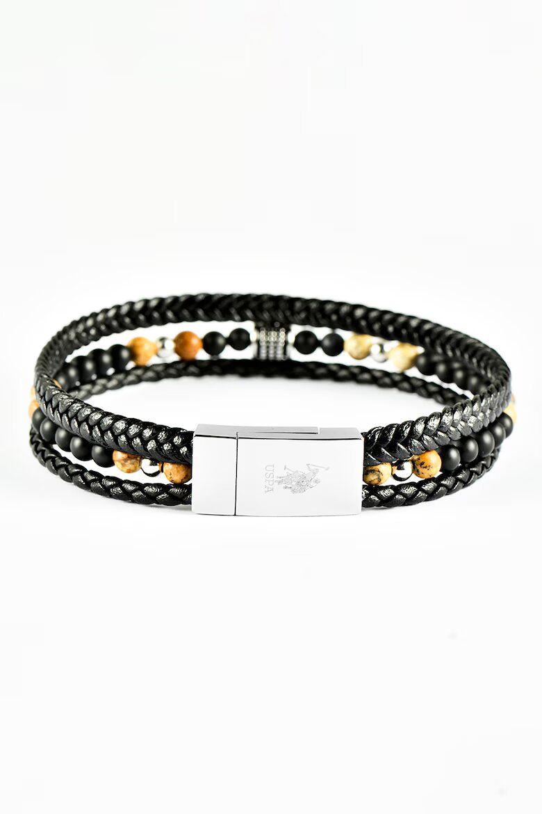 U.S. Polo Assn. Кожена гривна с оникс