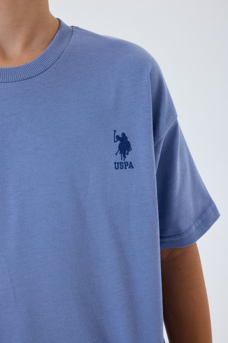 U.S. Polo Assn. Памучен къс спортен екип с джобове Светлосин