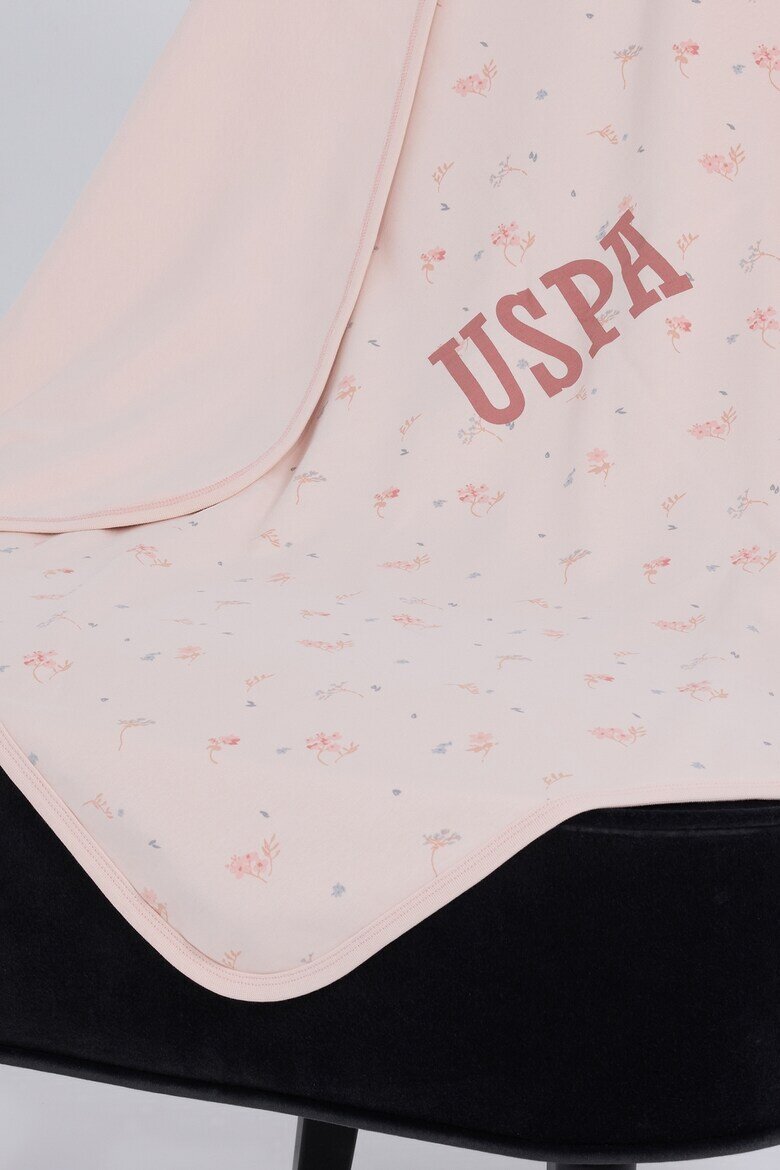 U.S. Polo Assn. Памучна кърпа с принт Светло бежово