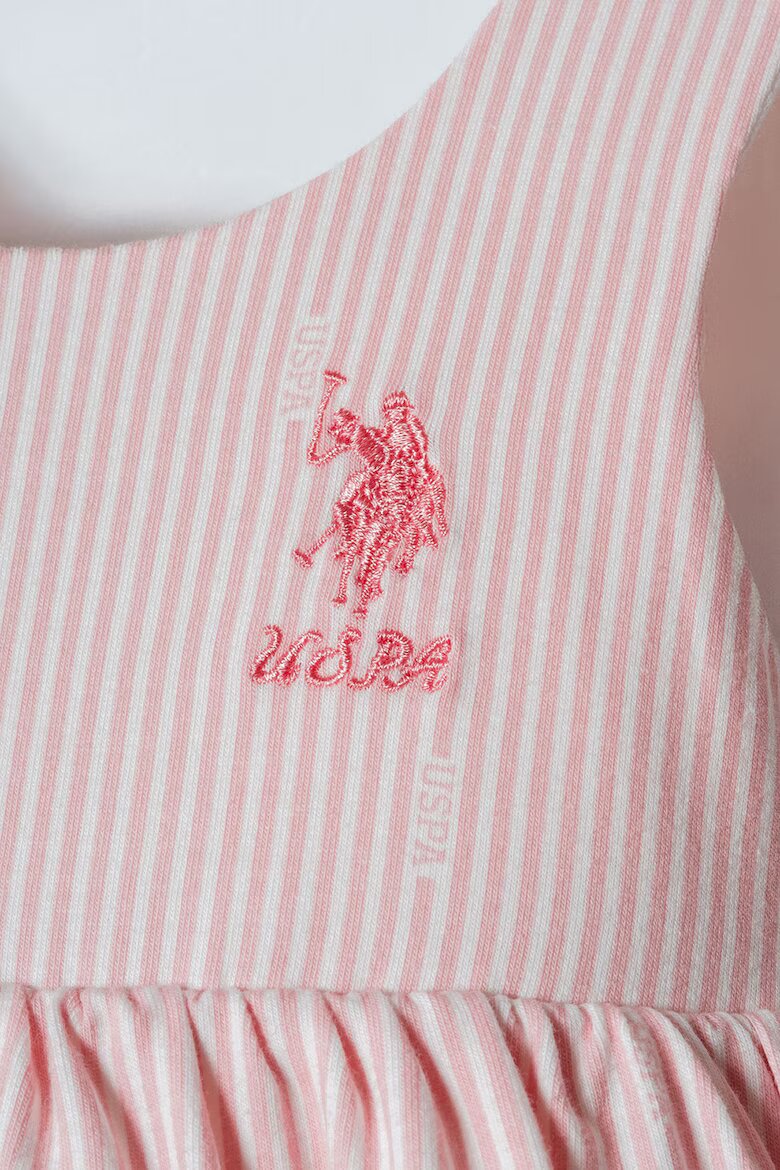 U.S. Polo Assn. Раирана рокля с памук Бял/Пастелнорозов