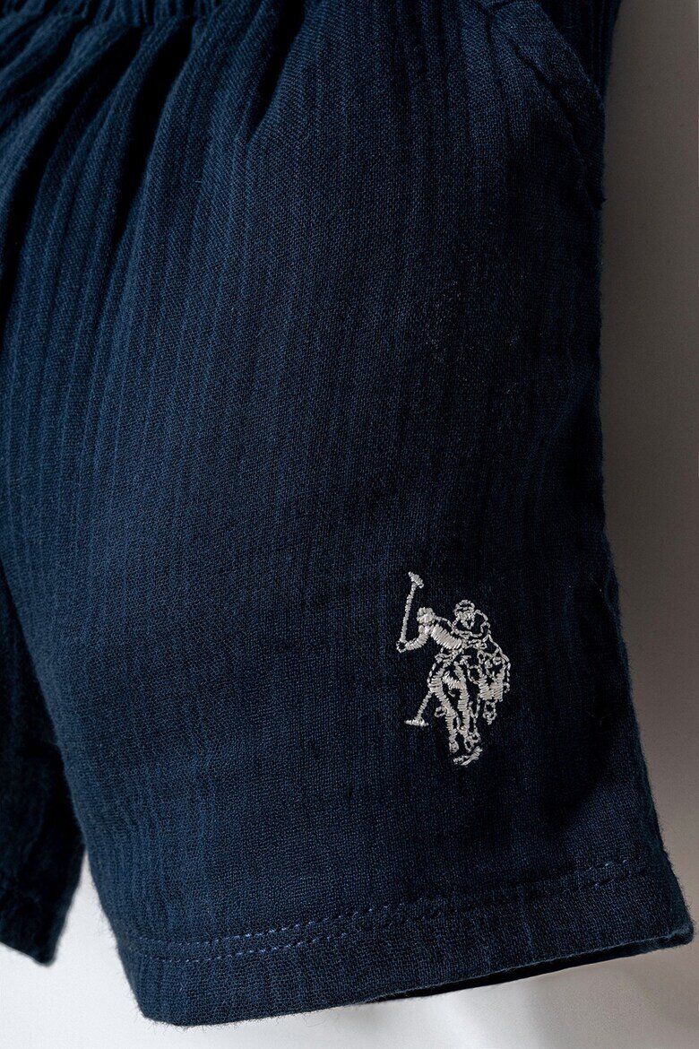 U.S. Polo Assn. Тениска с копчета и къс панталон 2 части Ултрамарин синьо