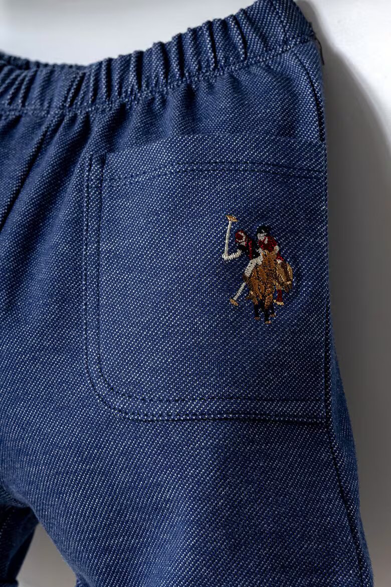 U.S. Polo Assn. Тениска с лого и къс панталон 2 части Бял/Меланж тъмно син