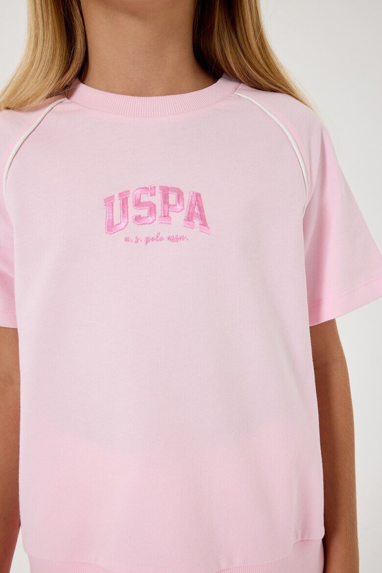 U.S. Polo Assn. Тениска с овално деколте и къс панталон 2 части Бледо розово