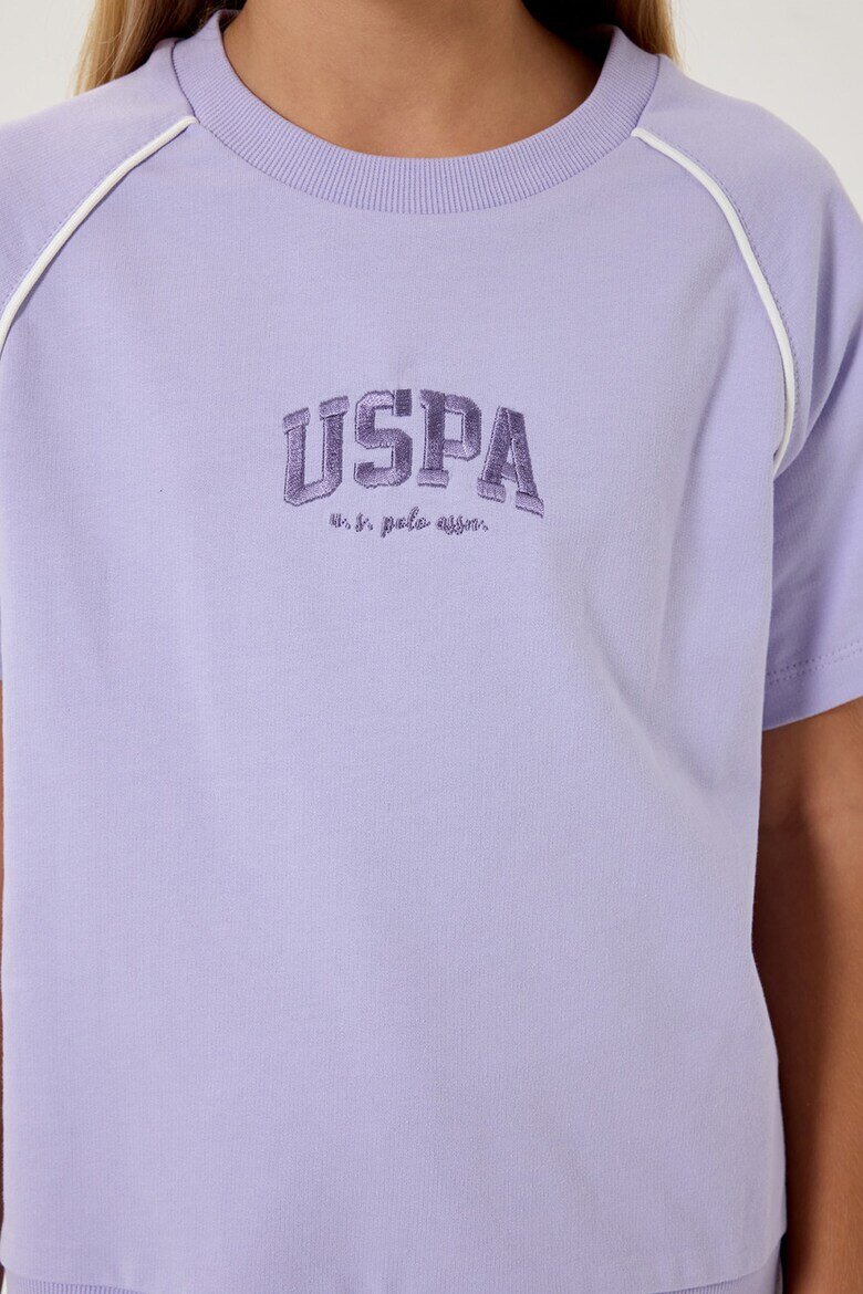 U.S. Polo Assn. Тениска с овално деколте и къс панталон 2 части Лилав