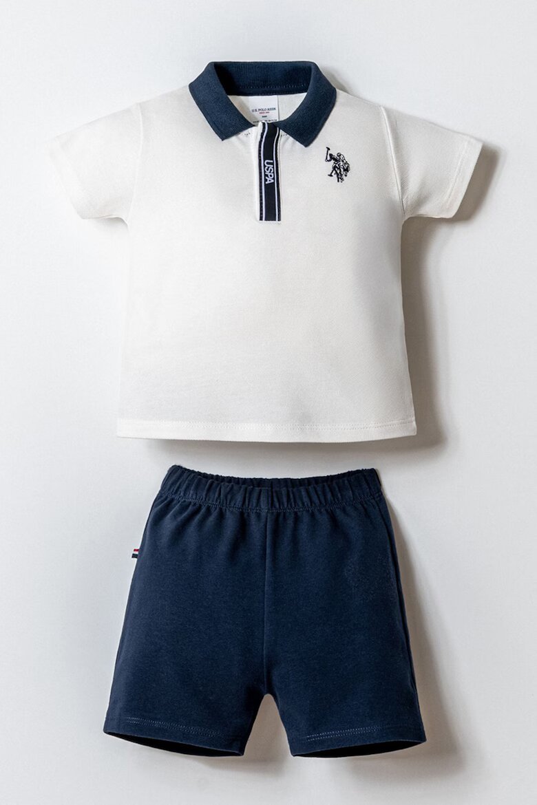 U.S. Polo Assn. Тениска с яка и къс панталон 2 части Бял/Тъмносин