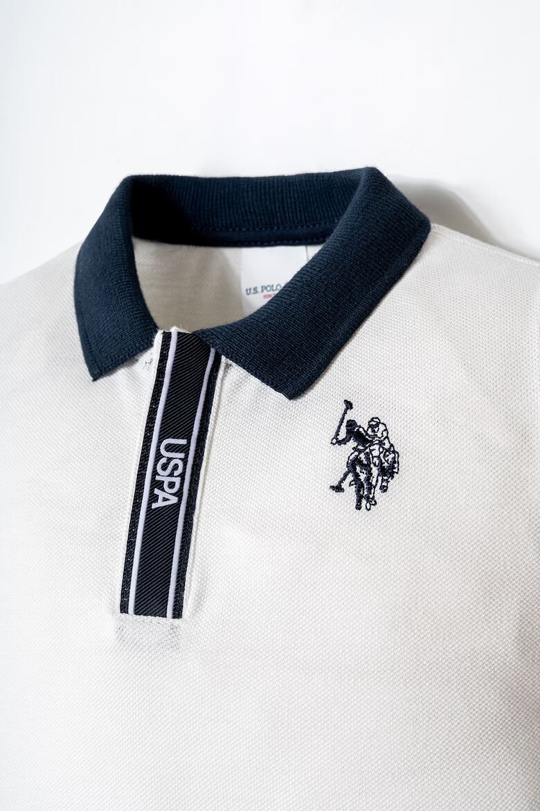 U.S. Polo Assn. Тениска с яка и къс панталон 2 части Бял/Тъмносин