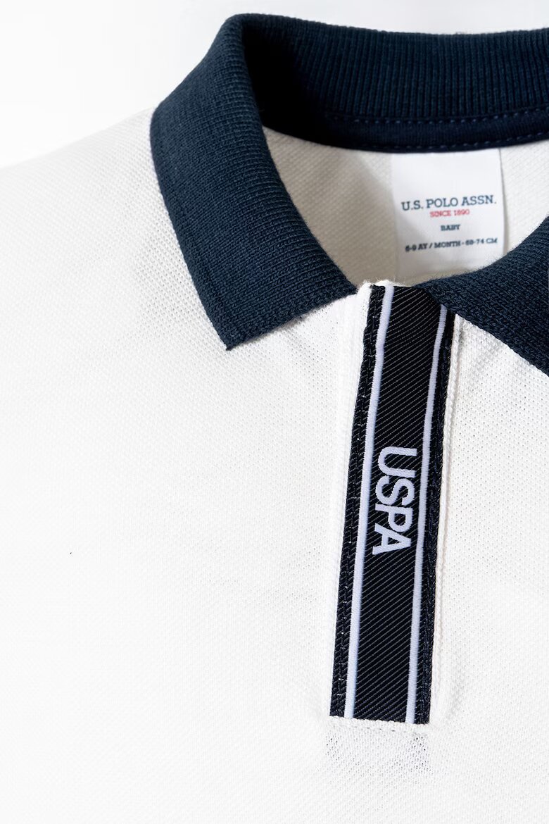 U.S. Polo Assn. Тениска с яка и къс панталон 2 части Бял/Тъмносин