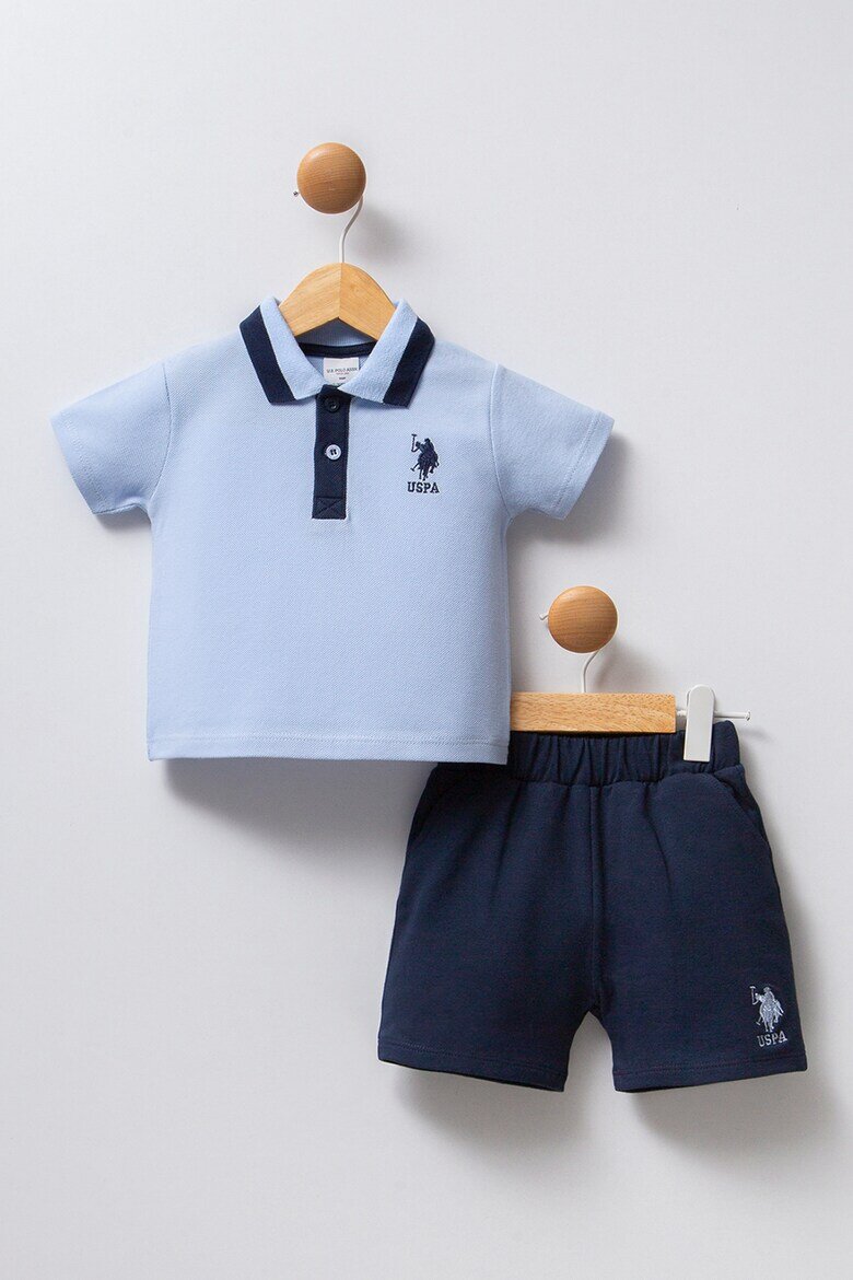 U.S. Polo Assn. Тениска с яка и къс панталон Светлосин/Тъмносин