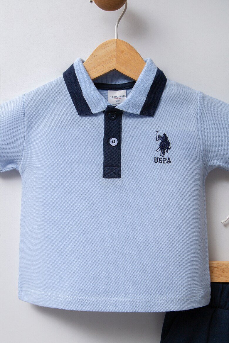 U.S. Polo Assn. Тениска с яка и къс панталон Светлосин/Тъмносин