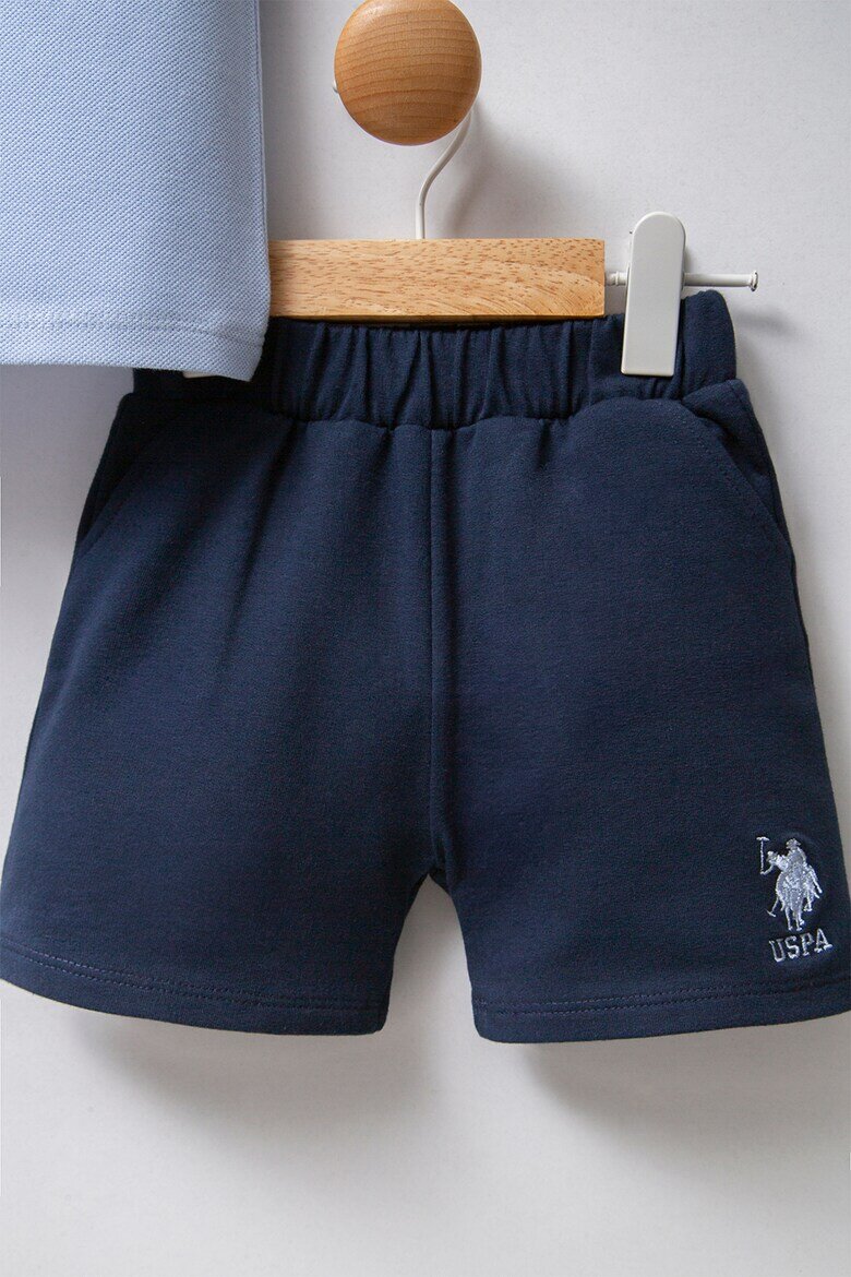 U.S. Polo Assn. Тениска с яка и къс панталон Светлосин/Тъмносин