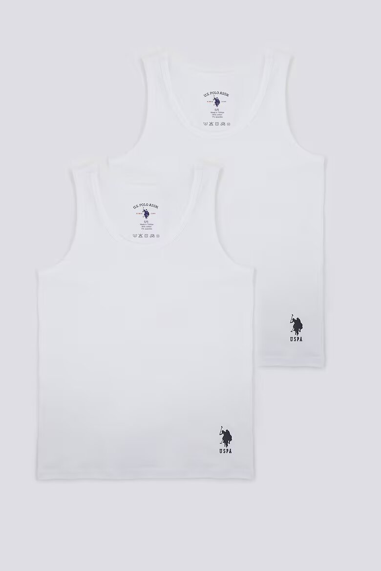 U.S. Polo Assn. Топове с овално деколте 2 броя Бял