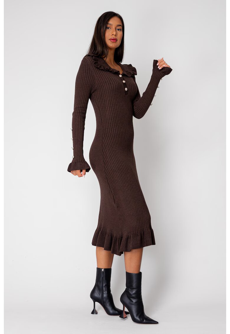 uFIT Дълга плетена рокля Brown 18426 - Кафяв