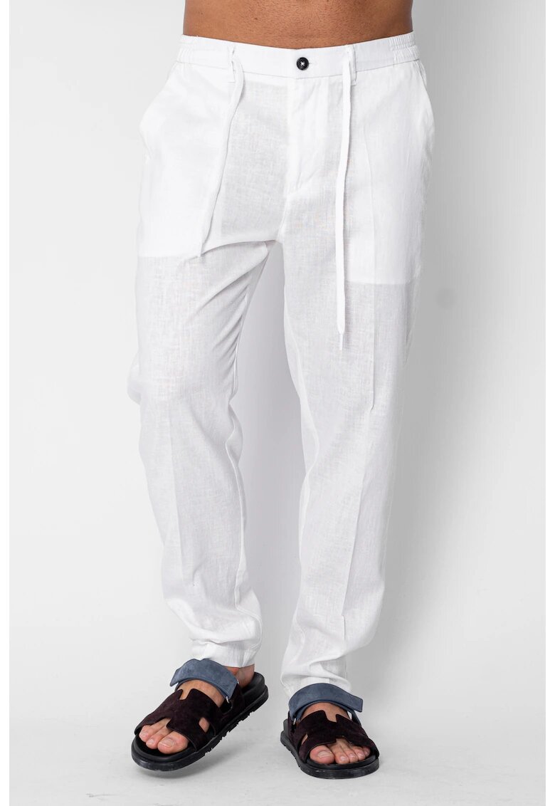 uFIT Дълги панталони от ЛЕН с копче и връзка Premium Edition White 21664