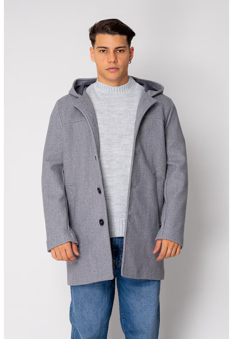uFIT Дълго палто с качулка Grey Melange 18862 - Светлосив меланж