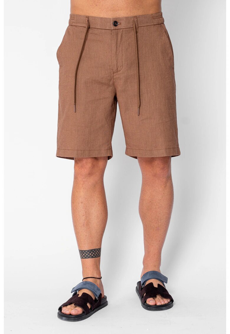 uFIT Къси панталони от ЛЕН с копче и връзка Premium Edition Brown 21639