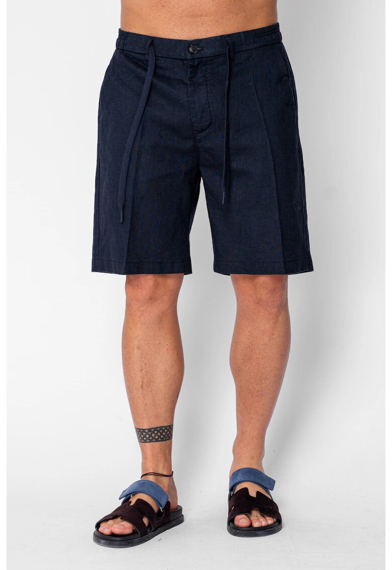uFIT Къси панталони от ЛЕН с копче и връзка Premium Edition Navy 21654