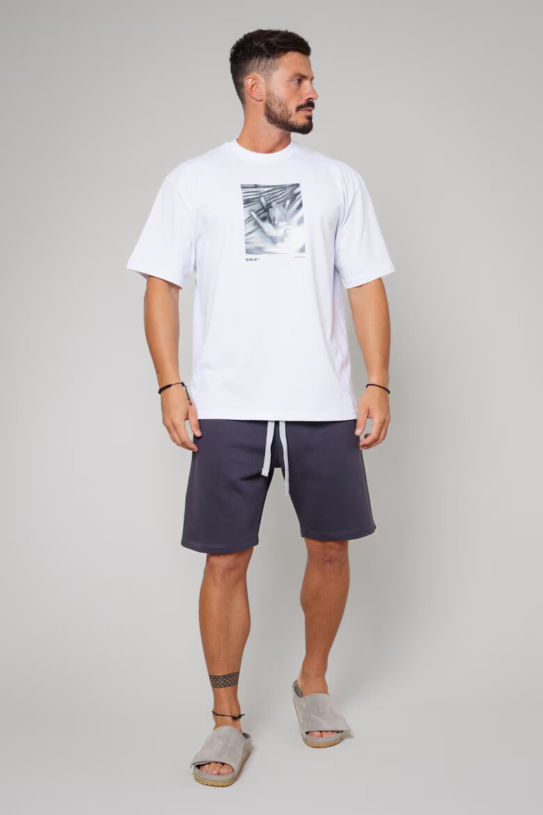 uFIT Комплект от тениска с щампа и къси панталони White/Grey Anthracite 13556 Бял/Антрацитно сиво