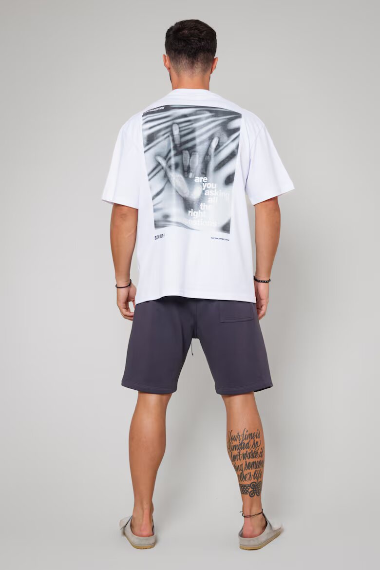 uFIT Комплект от тениска с щампа и къси панталони White/Grey Anthracite 13556 Бял/Антрацитно сиво