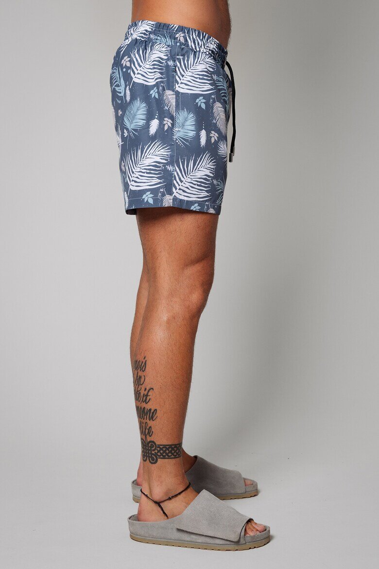 uFIT Плувни шорти със странични джобове и шарка Бял/Прашно синьо