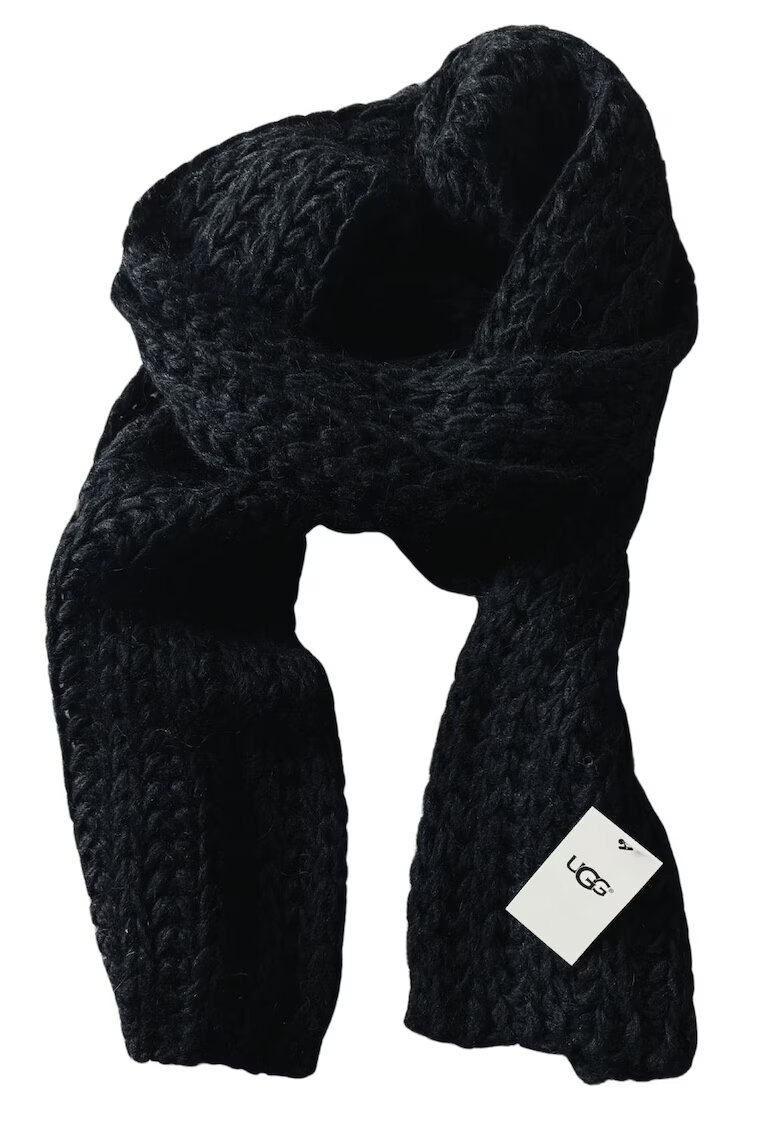 UGG дамски шал - черен - 245x25см - акрил/вълна