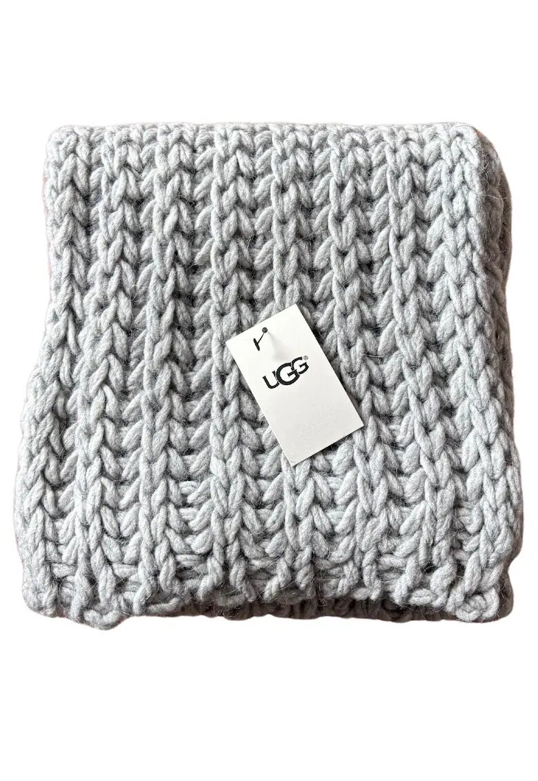 UGG Дамски шал сив - 245x25см - акрил/вълна