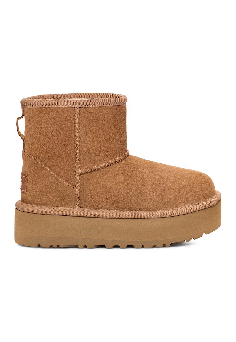 UGG Велурени боти Classic Mini - Светлокафяв