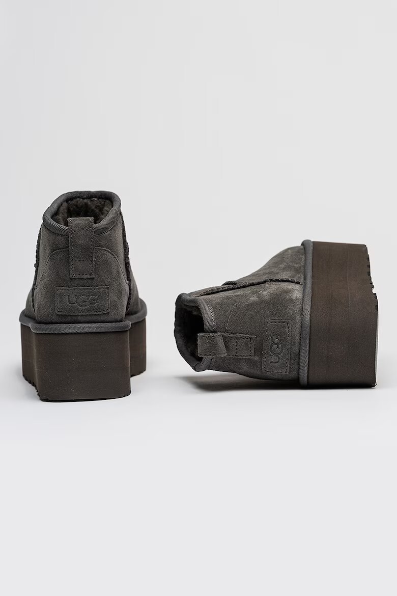 UGG Велурени боти Classic Ultra Mini Въглен сиво