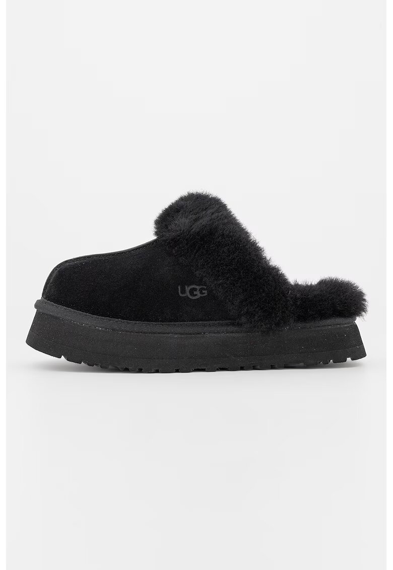 UGG Велурени домашни пантофи Disquette с вълнена вата - Черен