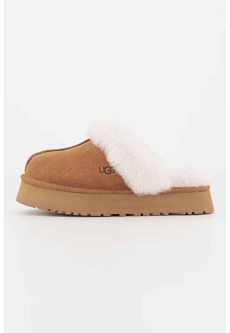 UGG Велурени домашни пантофи Disquette с вълнена вата - Камел