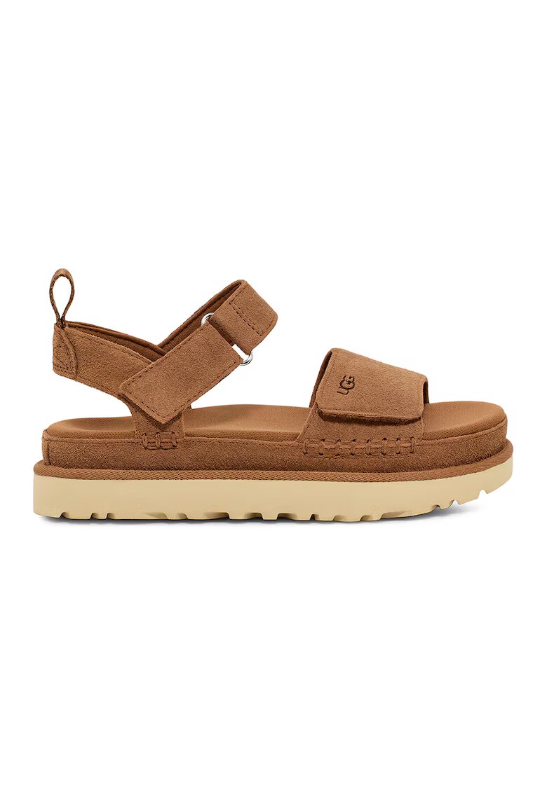 UGG Велурени сандали Goldenstar с равна платформа - Карамел