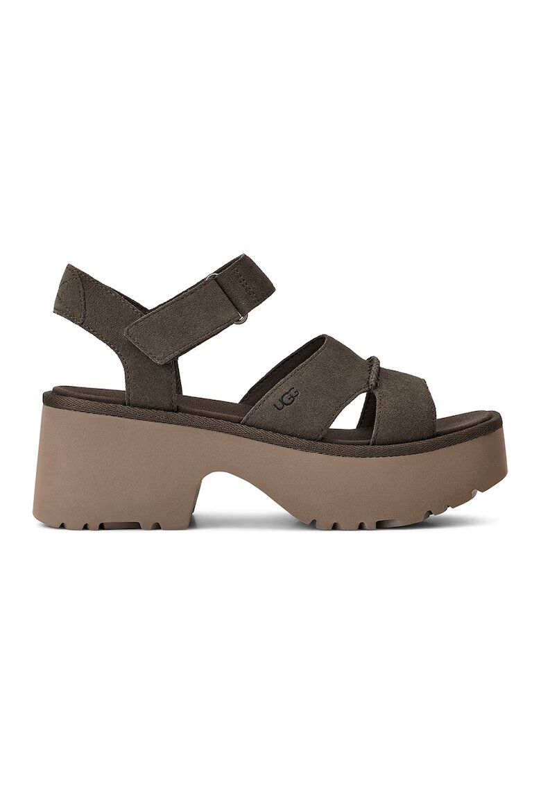 UGG Велурени сандали New Heights с велкро - Сиво-кафяв