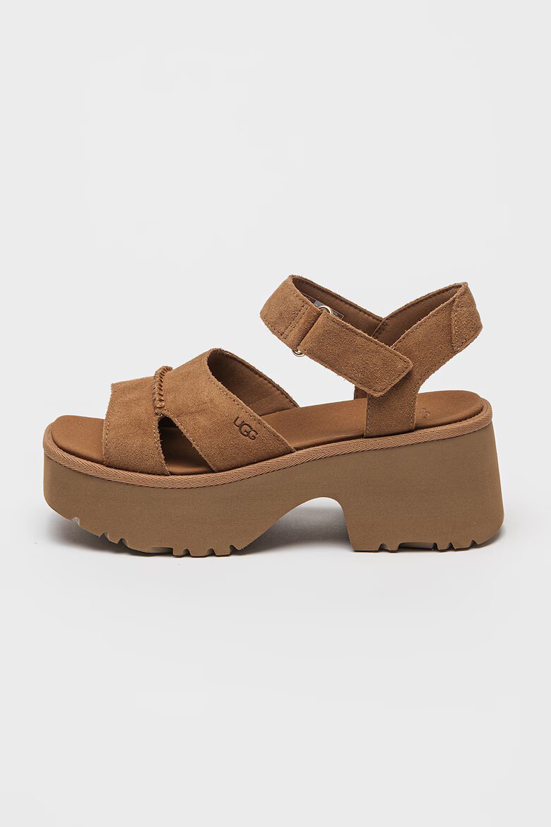 UGG Велурени сандали New Heights с велкро Светлокафяв