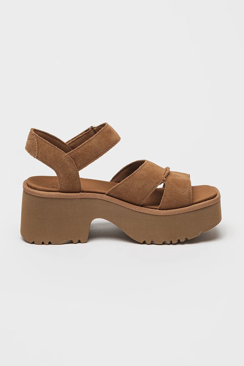 UGG Велурени сандали New Heights с велкро Светлокафяв