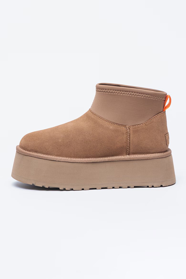 UGG Велурени зимни боти Classic Mini Dipper с текстил Бежов