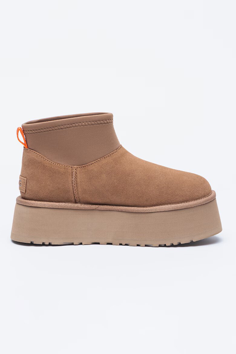 UGG Велурени зимни боти Classic Mini Dipper с текстил Бежов