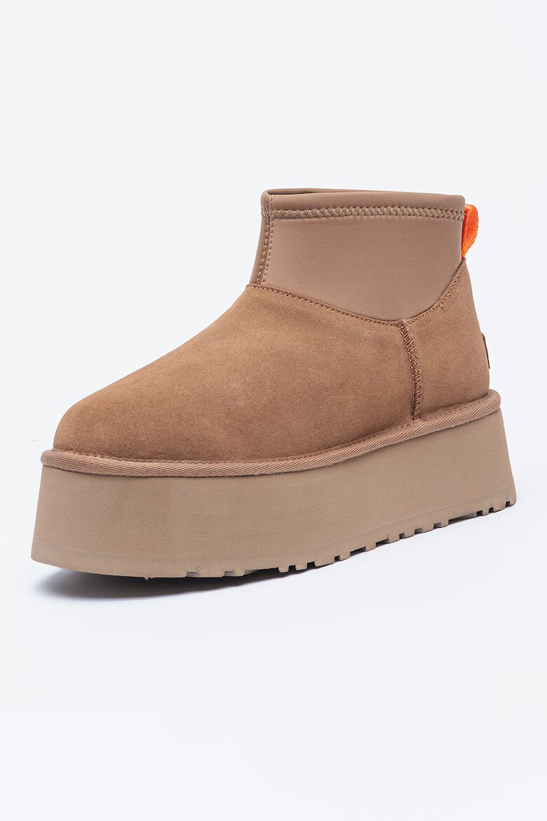 UGG Велурени зимни боти Classic Mini Dipper с текстил Бежов