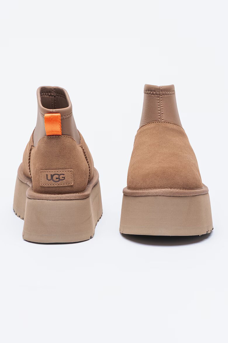 UGG Велурени зимни боти Classic Mini Dipper с текстил Бежов