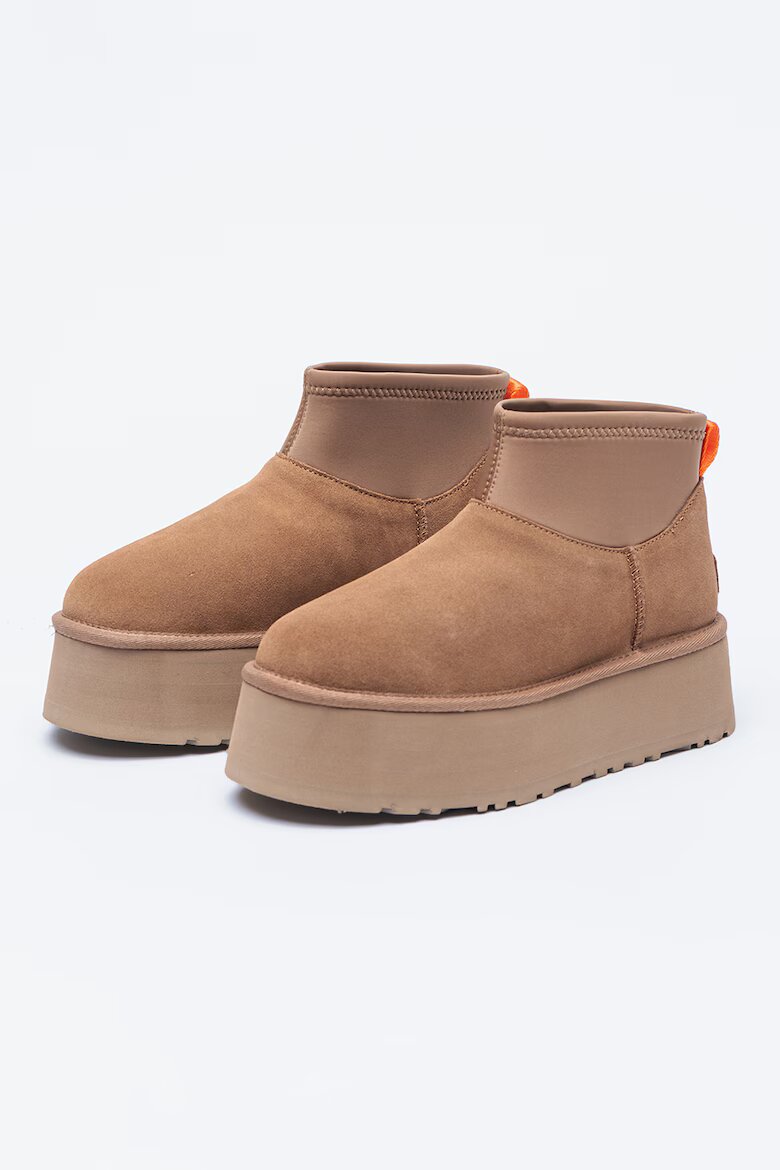 UGG Велурени зимни боти Classic Mini Dipper с текстил Бежов